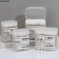 100/200Pcs Disposable Home Dual Heads Ear Cleaning Makeup Cotton Swabs Buds Cleaning Tools