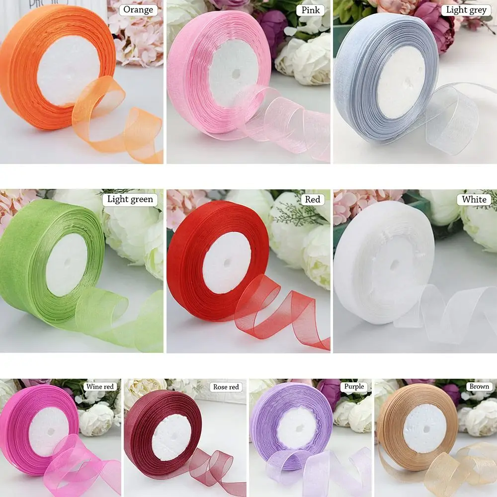 45M*2cm Sheer Chiffon Ribbon Organza Lace Ribbons For DIY Crafts Christmas Halloween Wedding Decoration Gift Wrapping Fabric