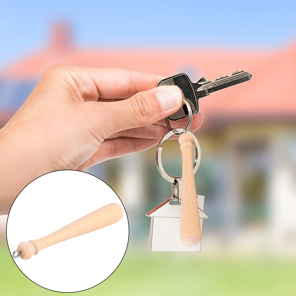 

50 Pcs Baseball Bat Keychain Pendant Wooden Charms for Jewelry Making Ring Cake