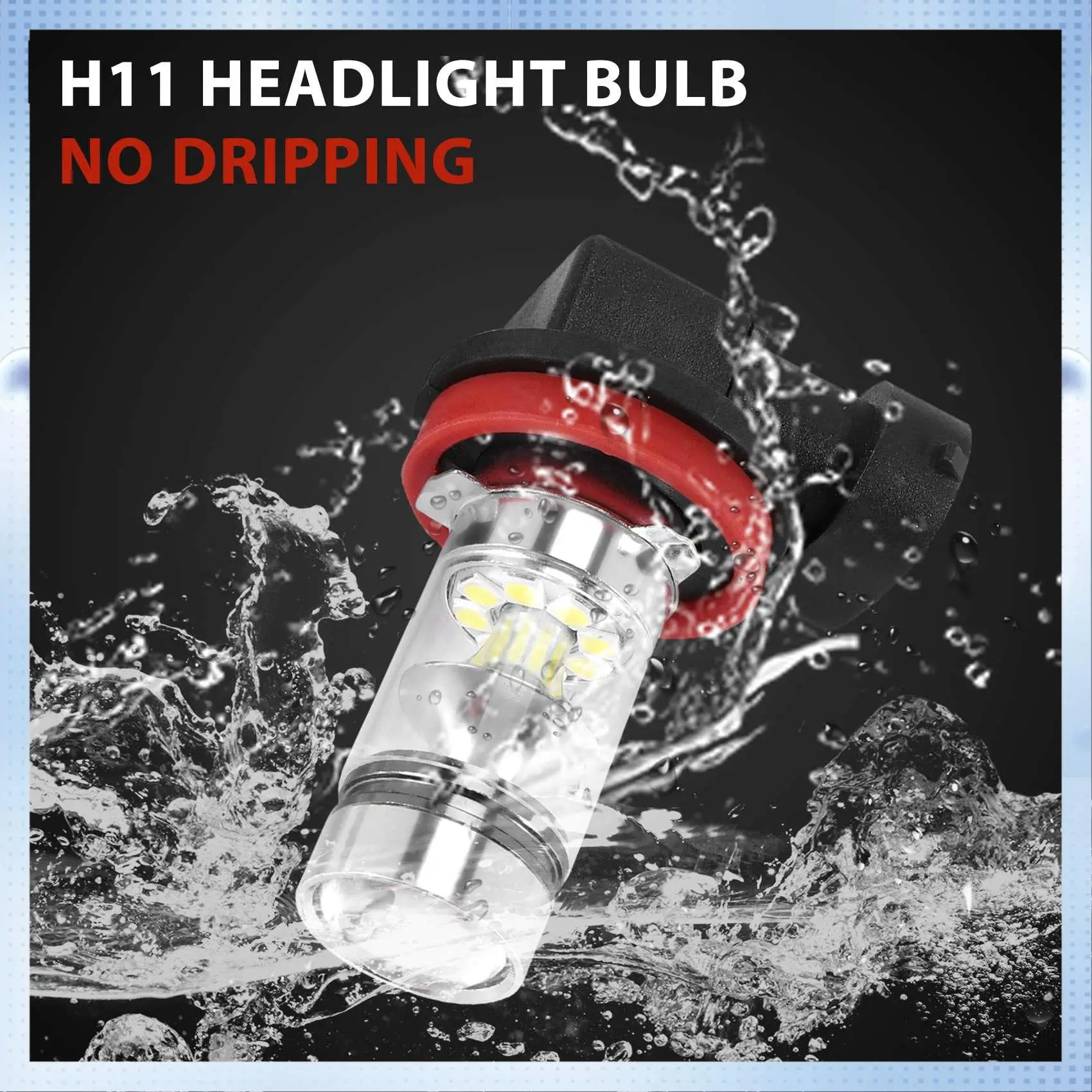 L36A-2X H8 H11 H16 6000K 흰색 100W 고전력 LED 안개등 운전 전구 DRL