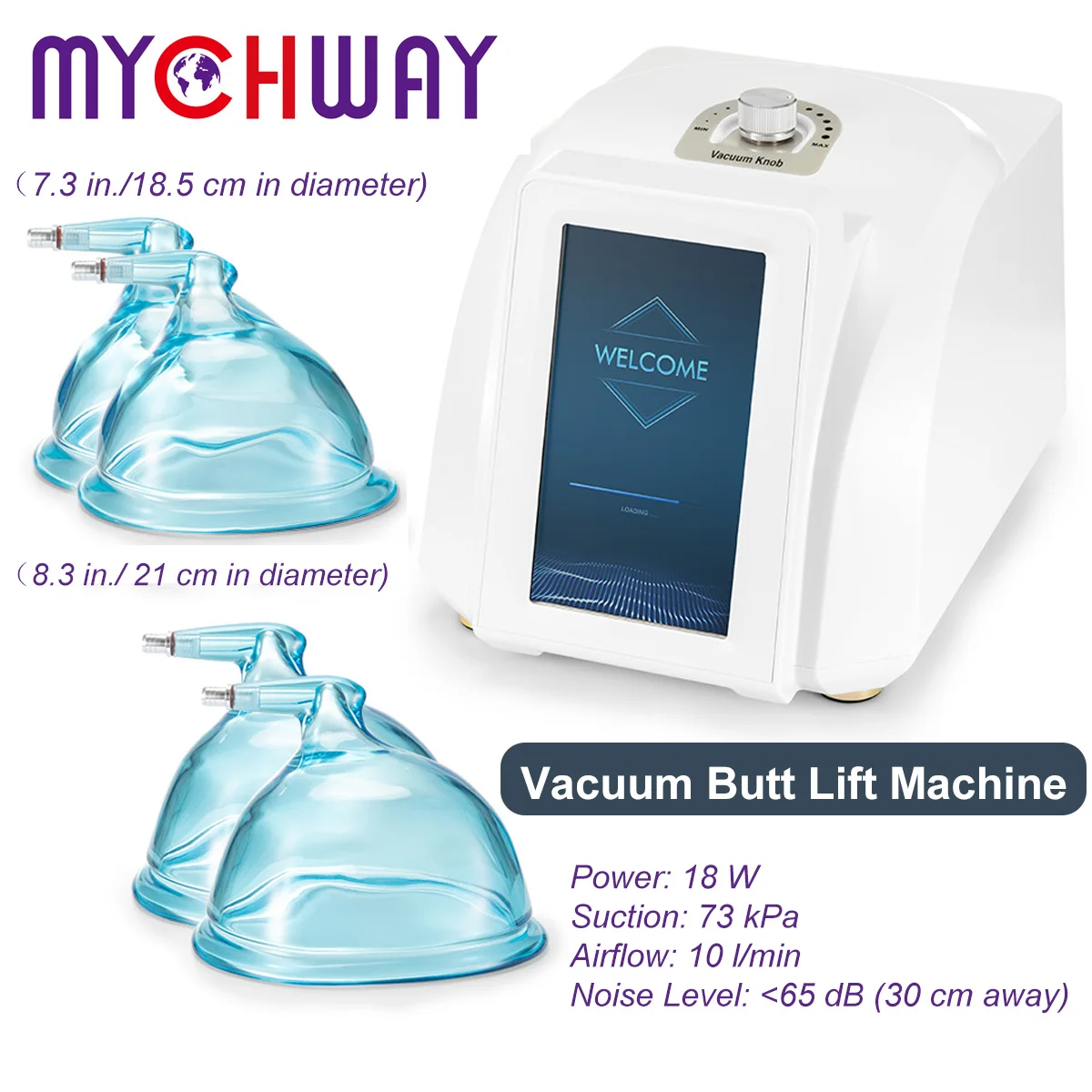 mychway Butt Lifting Machine Strong Suction 73kPa Large Vacuum Cups for Professional Use Vacuum Therapy Machine Buttocks Lifter