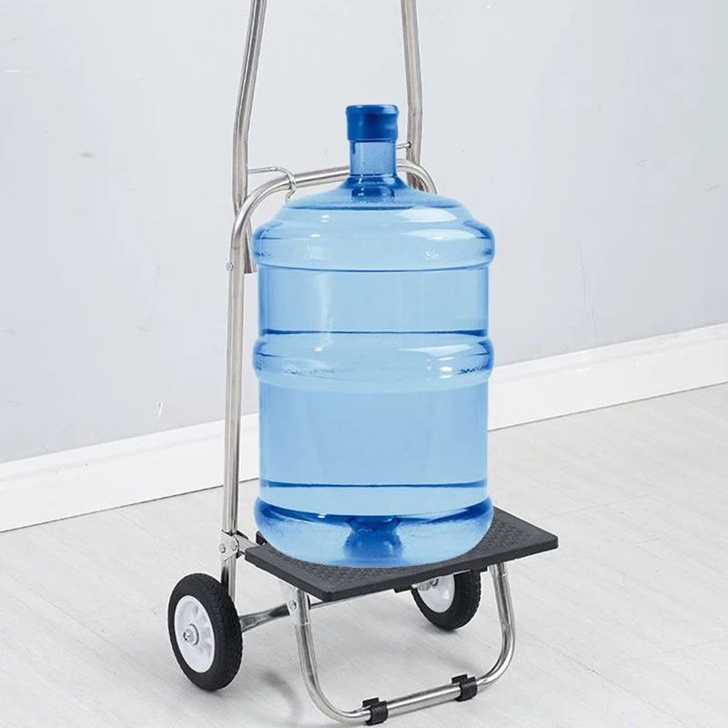 Folding Shopping Cart Free Installation Grocery Portable Stainless Steel Trolley Waterproof Fabric Storage Bag 13cm Wheels Cart 2
