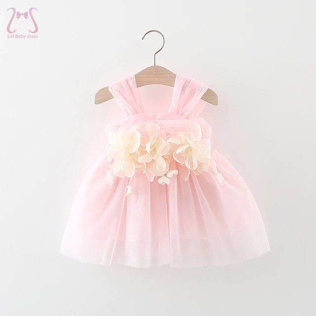 Summer Sweet Baby Girl Party Evening Dresses Wedding Flower Petal Mesh Birthday Princess Kids Costumes 0 To 3 Years Old Toddler 1