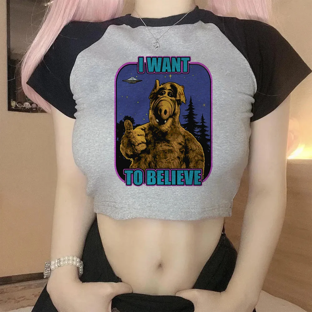 Alf Trashy Graphic Crop Top Donna Kawai Fairycore Gothic Hippie Abbigliamento