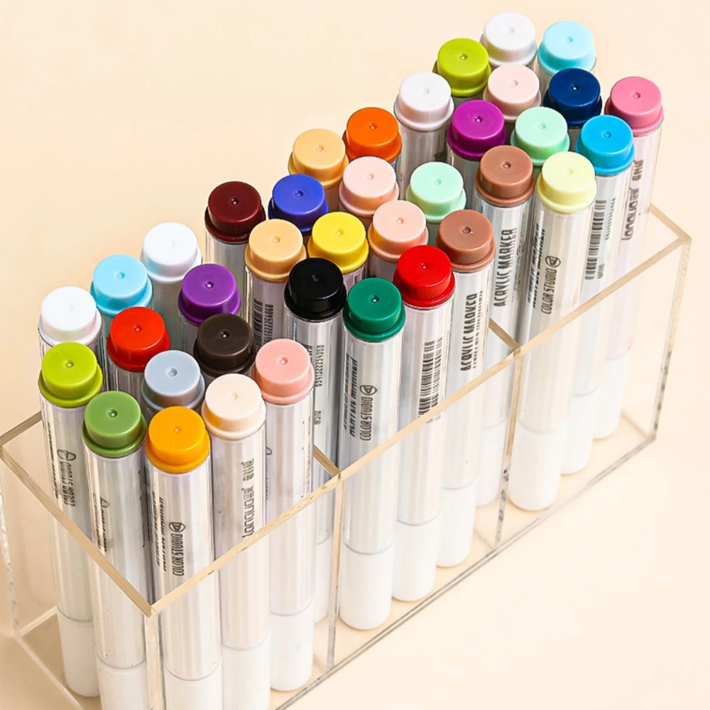 Languo Acrylic Marker Pen Soft Head for Artist Rock Painting Glass Ceramic Fabric Diy Crafts Student Graffiti Acrylic Paint Pens 6