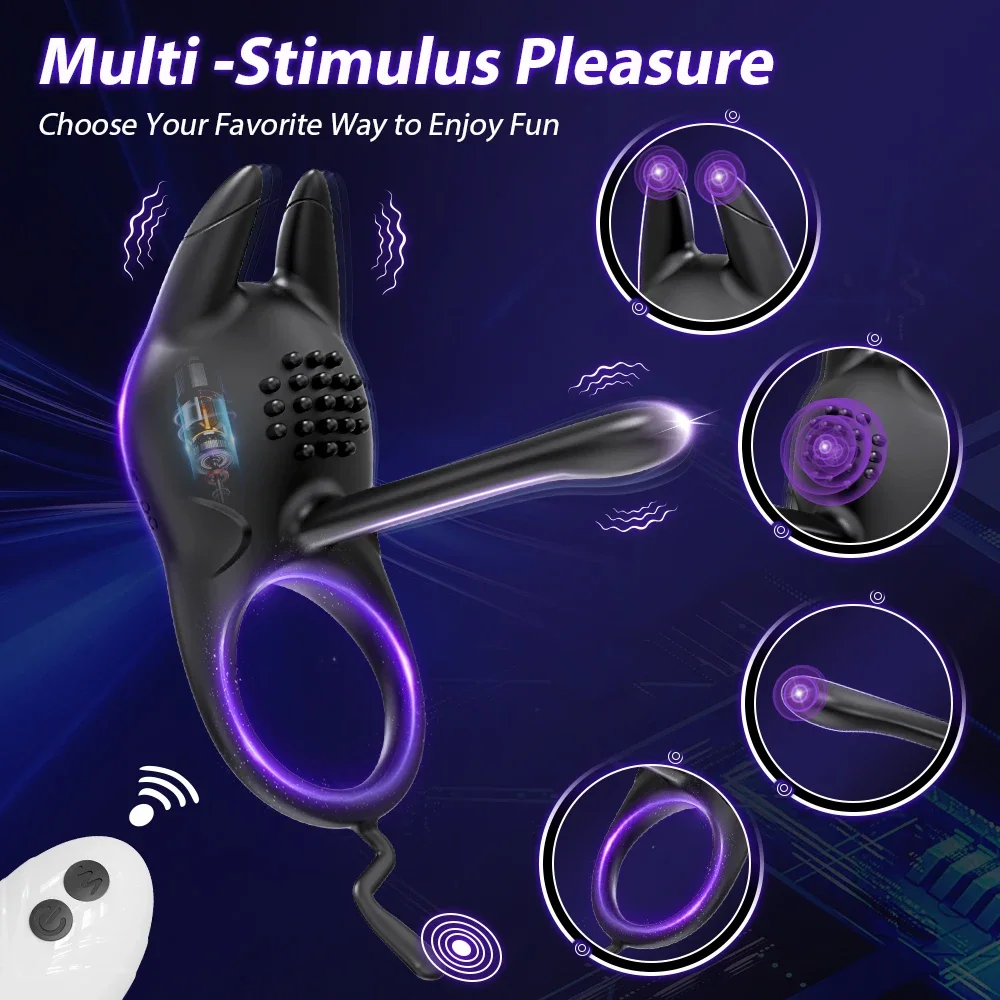 Penis Ring Vibrating Ejaculation Delay Remote Control Penis Vibrator Chastity Cage Sex Toy for Men or Couples