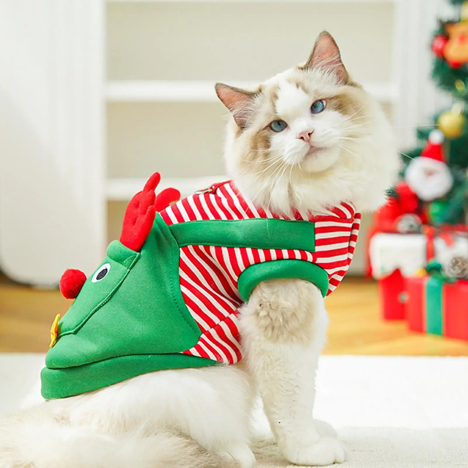 고양이 크리스마스 의상 반려동물 크리스마스 순록 드레스업 모임 반려동물 옷 강아지와 고양이 파티 모임 휴일 사진 촬영용