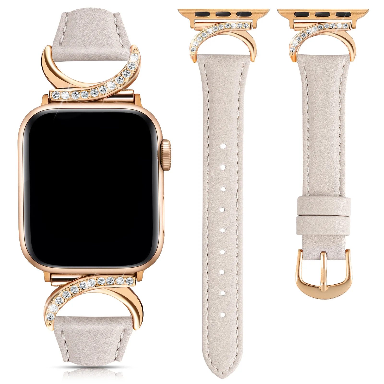 สายนาฬิกา Apple Watch ประดับเพชรรูปพระจันทร์ สวยหรู ใส่ได้ทุกขนาด