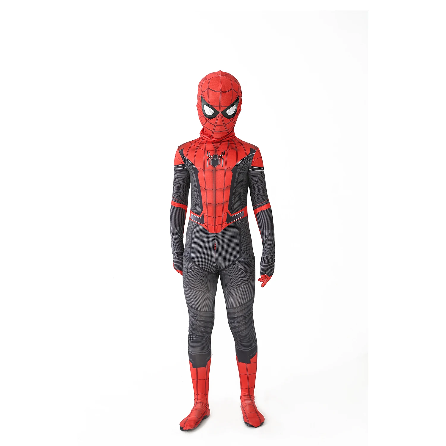 High Quality Movie Spiderman Costume Attached Mask Red Black Spandex 3d  Cosplay Fancy Dress Adult Children Halloween Party - Cosplay Costumes -  AliExpress