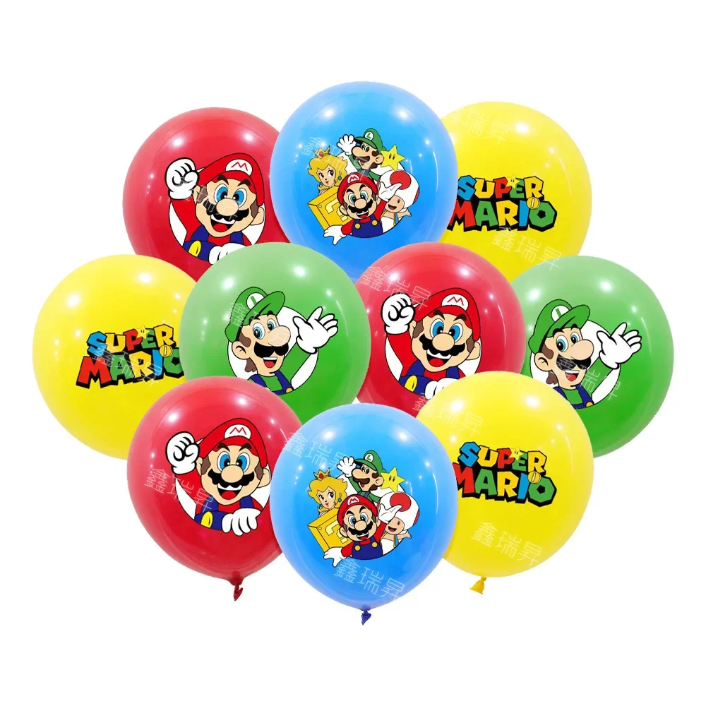 Mario Bros Anime Figure Balloons Set para Crianças, Brinquedos Kawaii, Happy Birthday Party, Fornecimento de Decoração, Presentes, 10Pcs