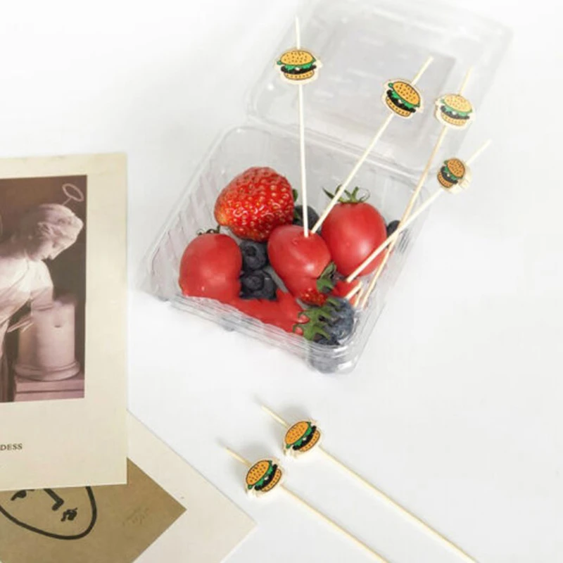 Description Picture 6 of item100Pcs Hamburger Garnish Bamboo Sticks Disposable Fruit Sticks Food Picks