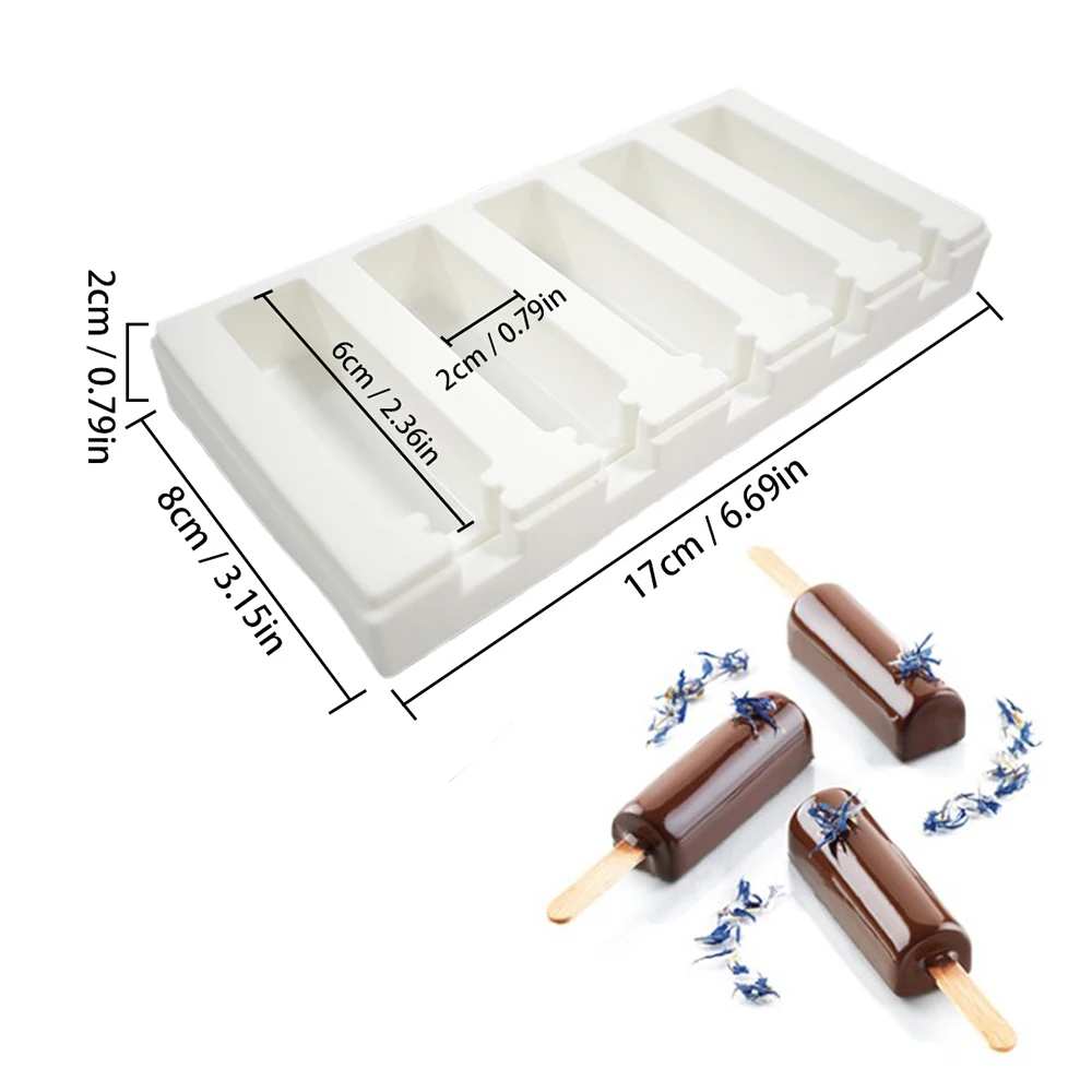 5セル長方形のミニアイスクリーム型,チョコレート,ムース,ケーキ