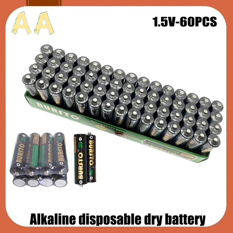 

1.5V AA Brand New Original 60 Alkaline Disposable Dry Batteries Suitable for Flashlights Shavers Electric Toys Wireless Mice