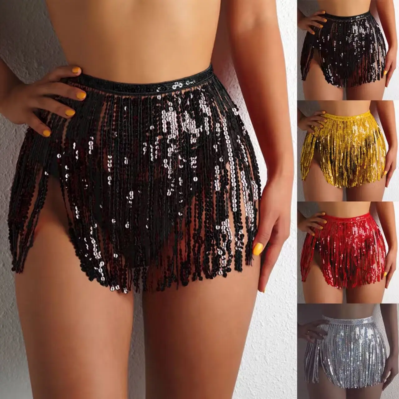 

Sexy Belly Dancing Hip Scarf Wrap Belt Dancer Skirt Female Show Stage Costumes Sequins Tassels Thailand/India/Arab Dance Wear