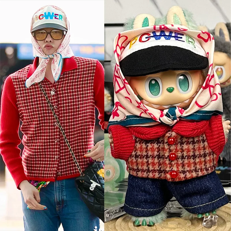 For 17cm Labubu Clothing Korean Idol GD Same Collection Set 3.0 Labubu Clothes Outfit Headscarf Glasses Bag DIY Doll Accessories 2