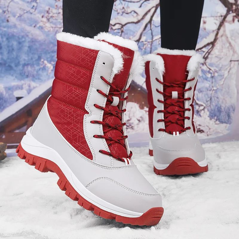 Women's Snow Boots Winter Thermal Fur Lined Boots Waterproof Hiking Trekking Ankle Booties for Woman_voghion.com
