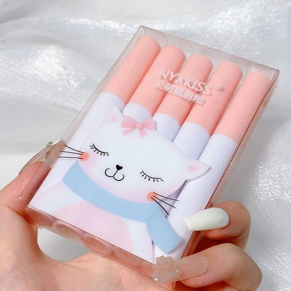 

5 Pcs Velvet Lip Glaze Liquid Lipstick for Student Girls Women Lip Gloss Makeup 5 Pcs Matte Lip Makeup Portable Lipstick Set