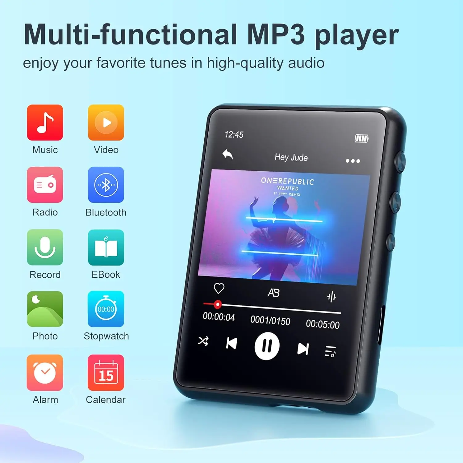 Portable Bluetooth MP3 Player with Touch Screen and 64GB Storage