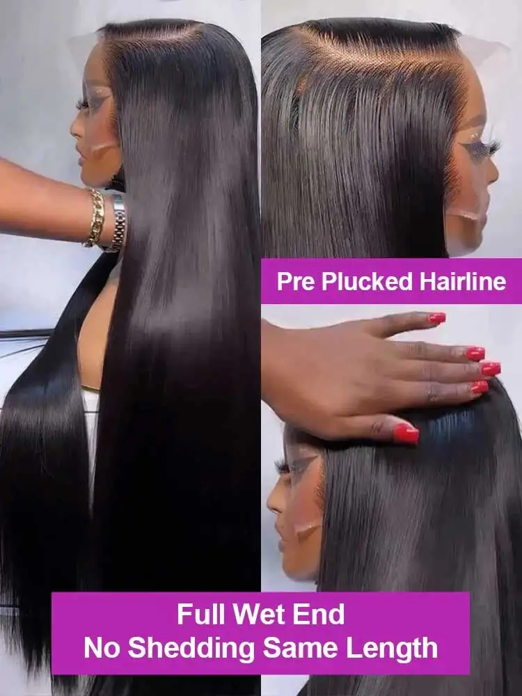 250 Density 13x6 HD Bone Straight Lace Front Wigs Human Hair Brazilian 40 42 Inch Glueless Lace Frontal Human Hair Wigs For Wome 4