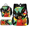 Child School Funny B-Bing bunnys Backpack with Lunch Bags ,Pencil Bags ,School Bags for Boys Girls Best Gift