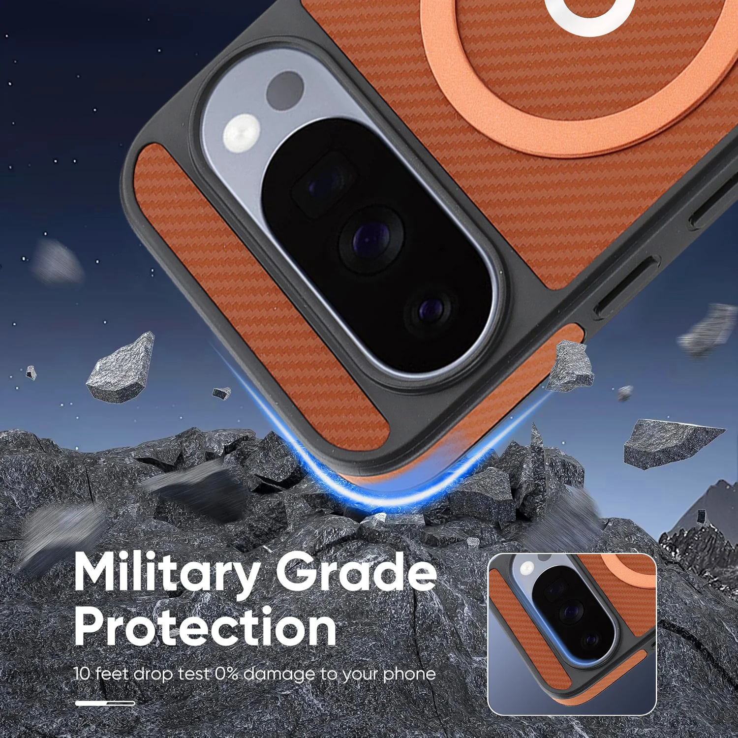 Premium Carbon Fiber Texture Leather Phone Case with MagSafe Compatibility and Anti-Drop Protection