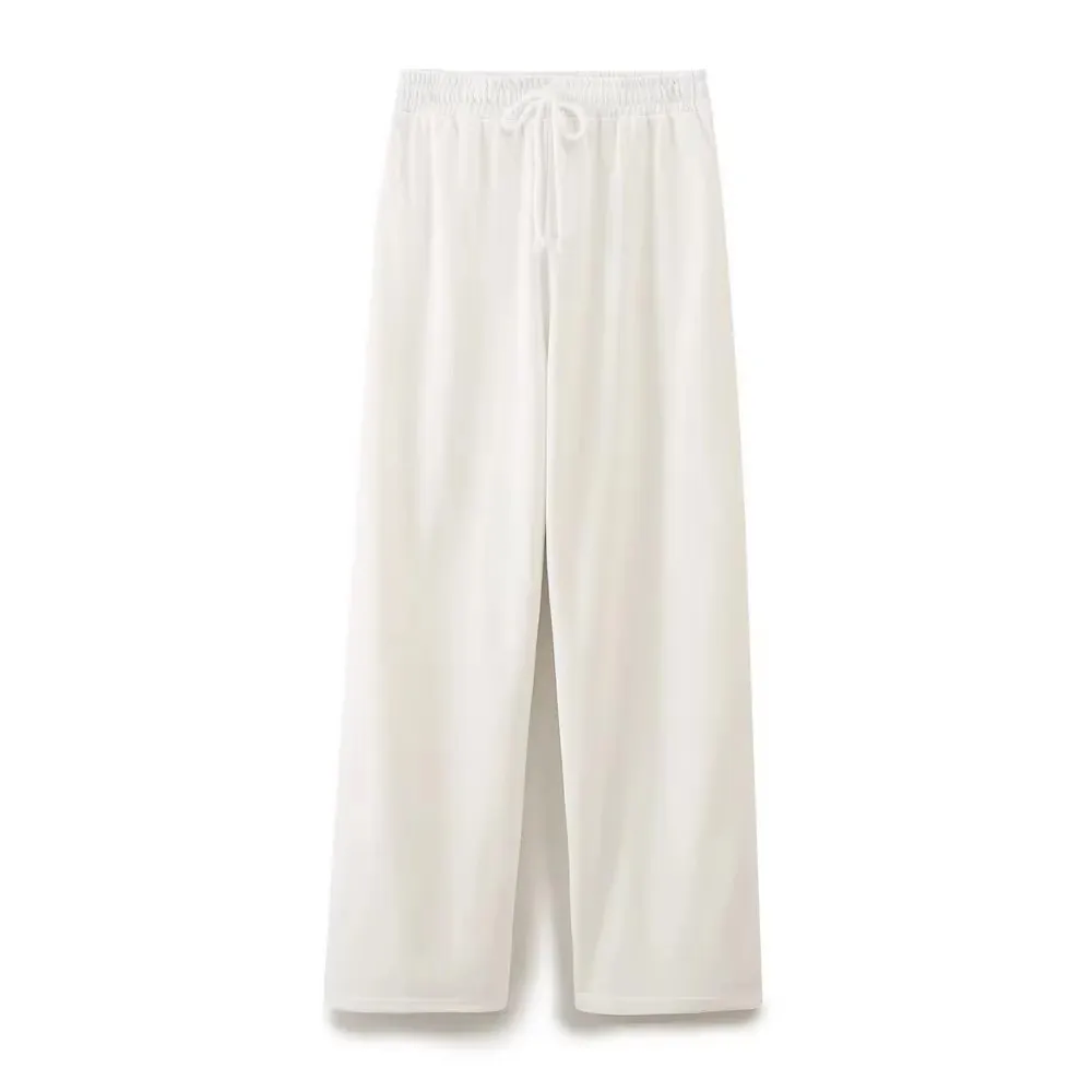 HH Spring Women Casual Straight Pant Sweet Pink Drawstring Loose Trousers 2024 New Fashion Solid Woman Jogging Pants