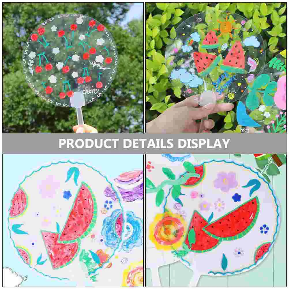 Bulk hand fan Round Graffiti Performance Blank DIY Handicrafts Supplies Transparent Pvc Painting Fans Performance Fan 10Pcs