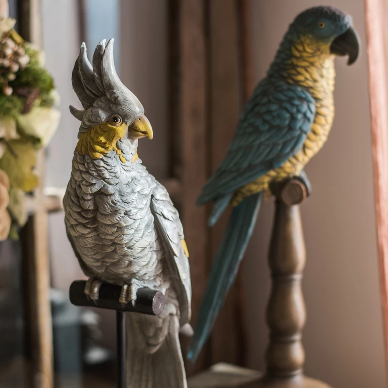 Creative-Blue-Winged-Macaw-Resin-Statue-Decoration-Living-Room-Entrance ... - Largest-Blue-And-Gold-Macaw-Cage-Decorating-Ideas