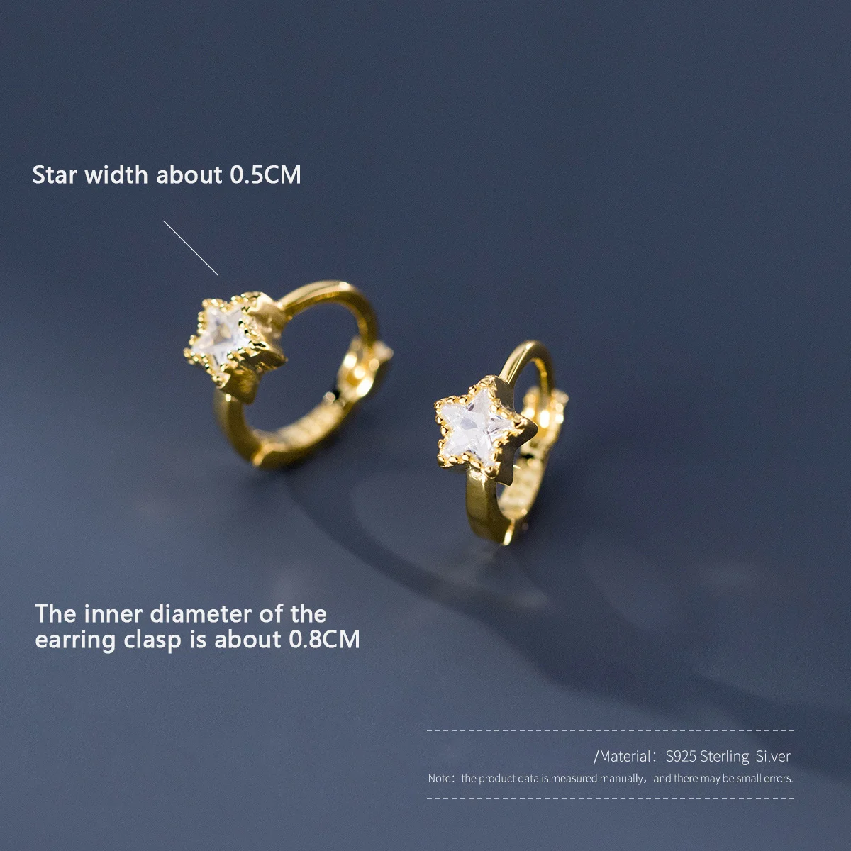 WANTME 925 Sterling Silver Romantic Shiny Star Zircon Huggies Ear Buckle for Women Fashion Girl Daily Life Hoop Earrings Jewelry