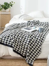  REGINA Classic Houndstooth Plaid Blankets Soft Cotton Sofa Knitted Throw Blanket Bed Single Queen King Bedspread Quilt Blankets 
