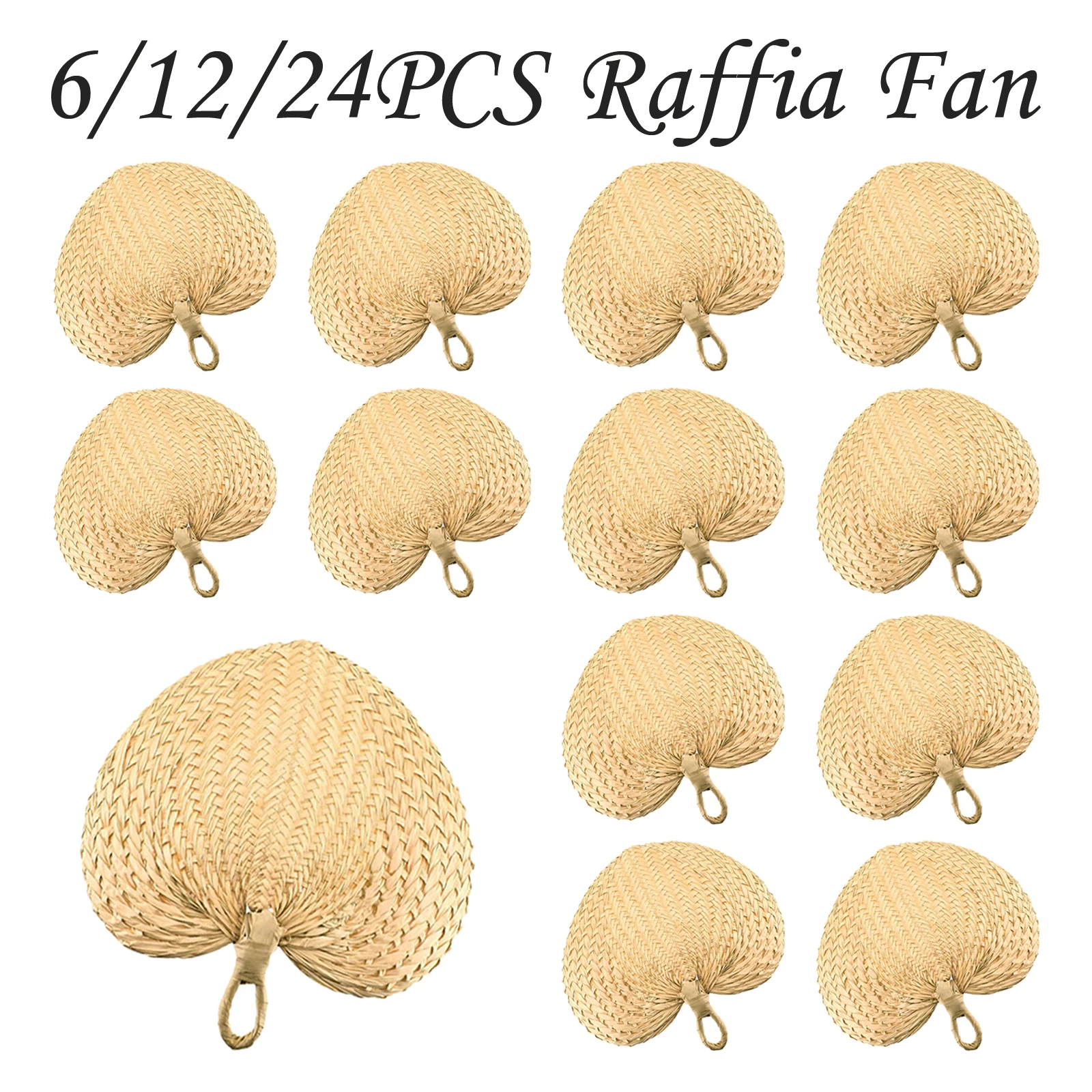 HOMSFOU Raffia Hand Fans Handmade Hand Weaving Fan Chinese Style Paddle Fans Palm Leaf Handheld Fan Woven Decorative For Home Decor Wedding Favor Summer Beach