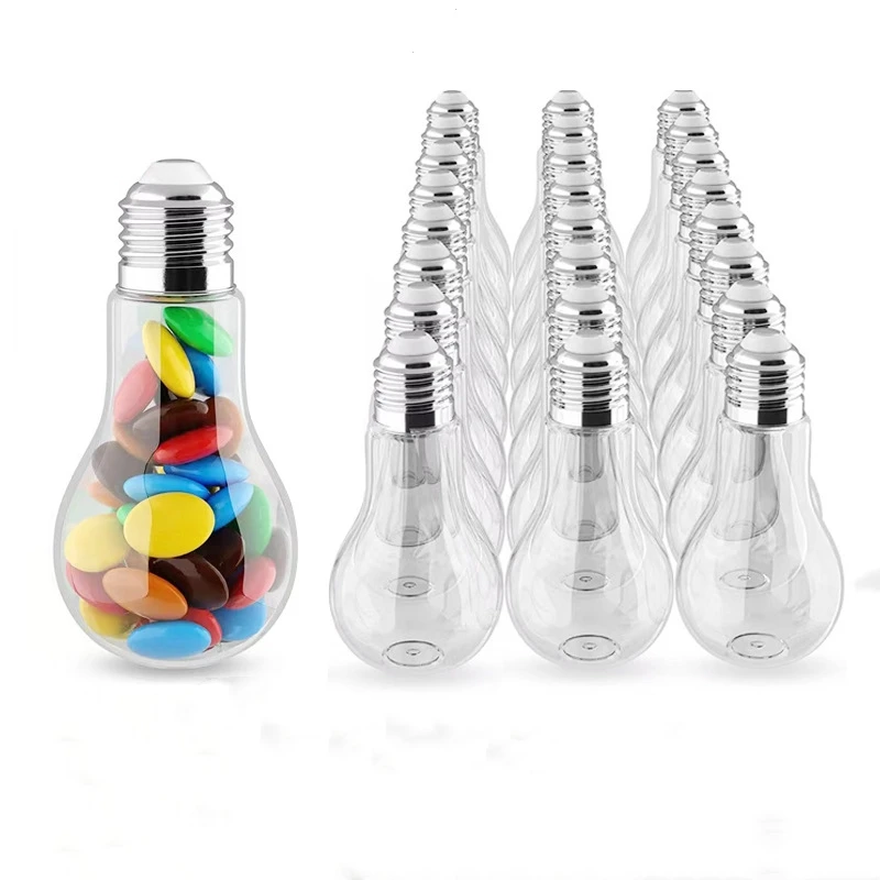 

100ml Light Bulb Bottle Containers PET Clear Candy Jars Light Bulb Shape Ornaments DIY Christmas Tree Decorations