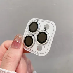 Premium Full - Cover Camera Lens Protector with Tempered Glass and Metal Shield for 12proMax(3pcs (Silver)