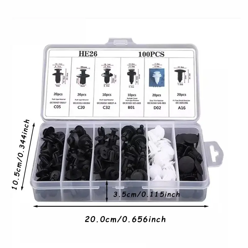 Car Fastener Clips 100pcs Auto Fastener Clip Kit Fender Rivet Clips Car Body