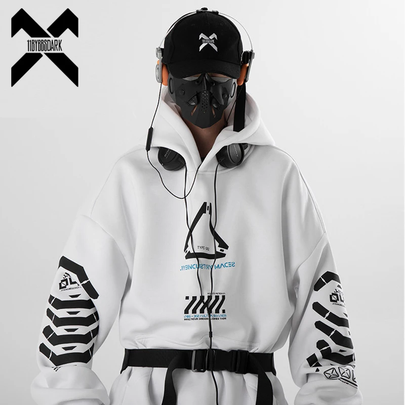 

11 BYBB'S DARK 2023 Punk Hoodie Men Fashion Creative Print Sweatshirt Pullover Harajuku Hip Hop Streetwear Hoodies Techwear