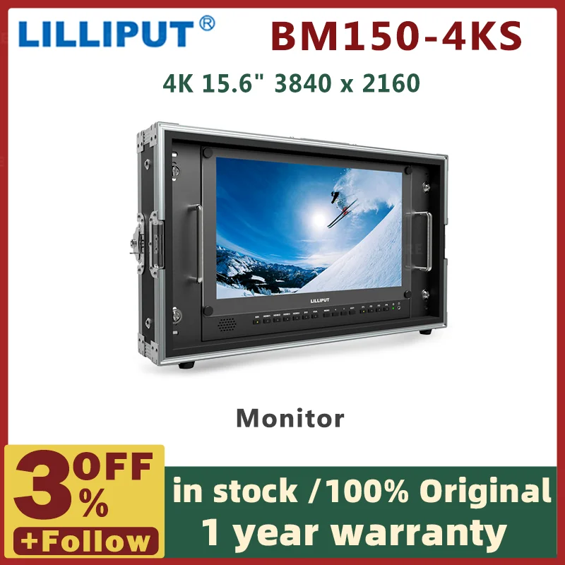 LILLIPUT BM150-4KS Broadcast 15.6" HDR 3D-LUT Color space Carry-on 4K Director Monitor 3840x2160 SDI HDMI-compatible Tally VGA
