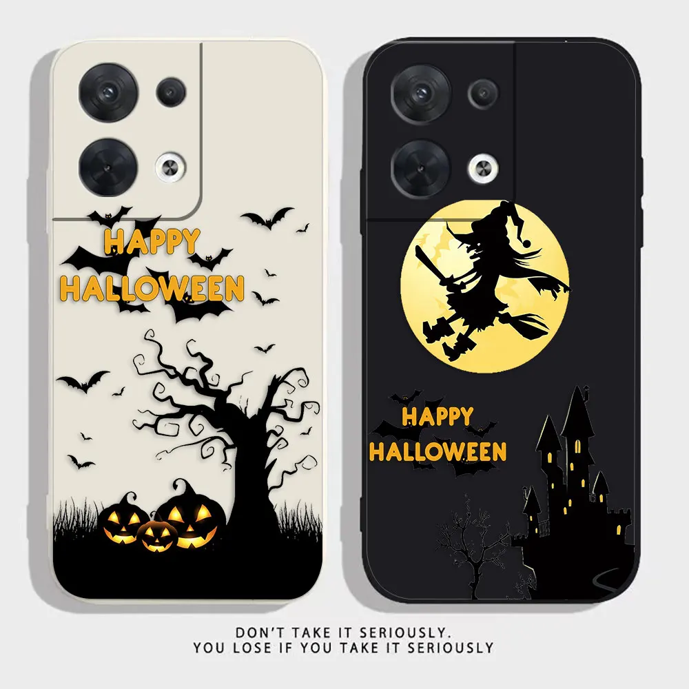 

Happy Halloween Pumpkin Bat Witch Phone Case For OPPO RENO 8 7 9 6 7SE 5 4 4SE 4 3 4G 5G PRO PLUS Silicone Case Funda Shell Capa