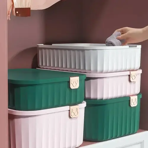 Solid Color Underwear Storage Box Closet Organizer Underwear Socks Drawer Clothes Finishing Box With Lid Wardrobe Organizer - Image 2
