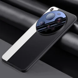 Glass Camera Full Protection Slim Leather Phone Case - Shockproof Cover Bumper for Xiaomi 15 Ultra (Black White)