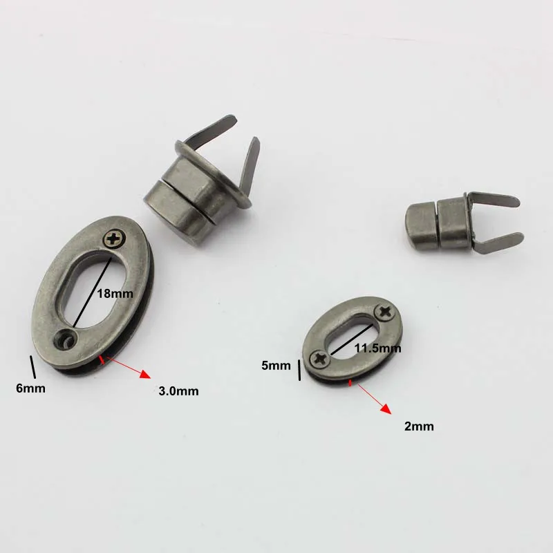 5-20sets 38X22mm 23X16mm Retro old silver ellipse twist turn lock metal twistlock for handbags factory hardware