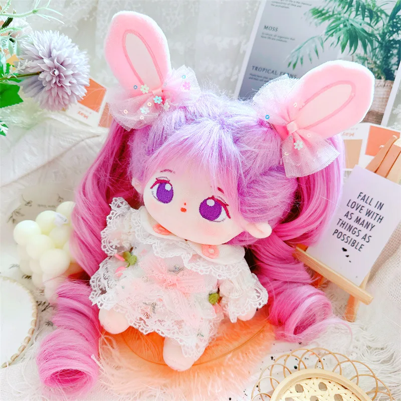 Kawaii Cotton Doll 20cm with Skeleton and No Attribute Girl Toys with Bunny Ears Ponytail Fashion Idol Dress Doll for Kids Fans - 3