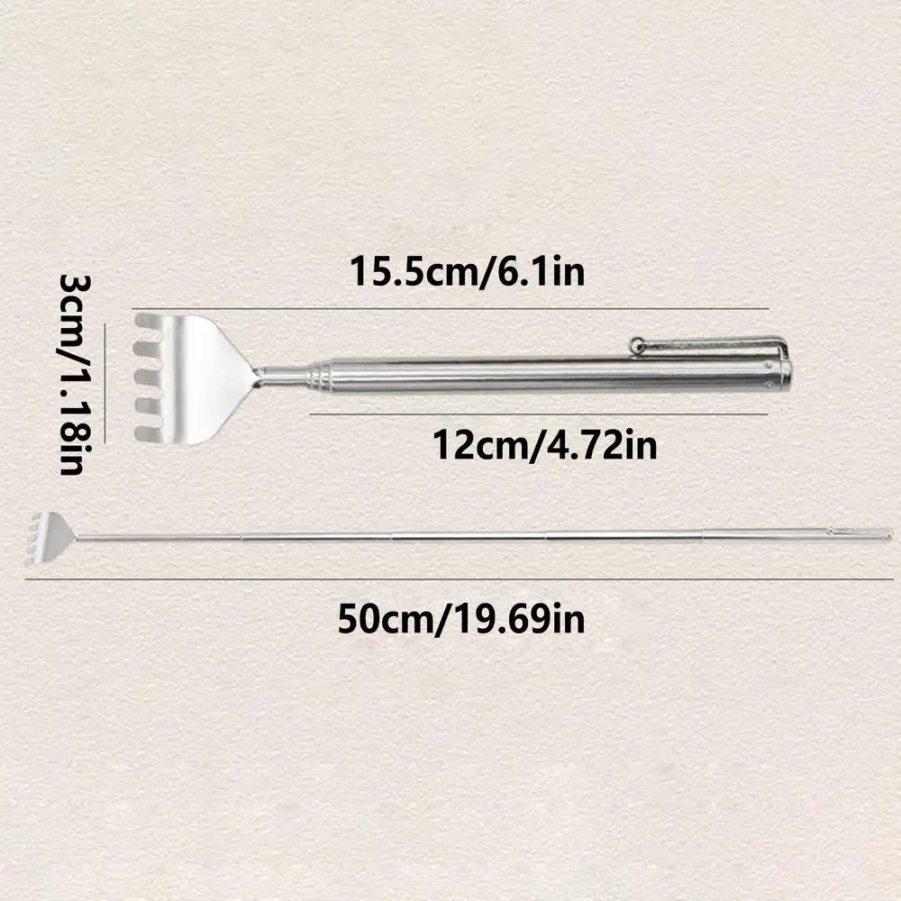 Extendable Back Scratcher Compact Telescoping Massage Tool With Pen Clip, Folding Handy Scratcher For Shoulder Back Itching