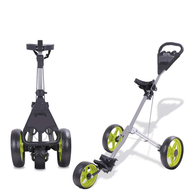 NEW Design Golf Push Cart Golf Trolley with Umbrella Holder Portable Moving Foldable 4 Wheel Trolley