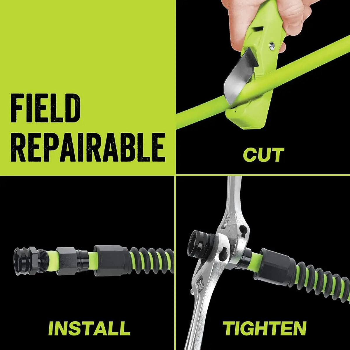 Water Hose with Reusable Fittings, 5/8 in. x 100 ft., Heavy Duty, Lightweight, Drinking Water Safe