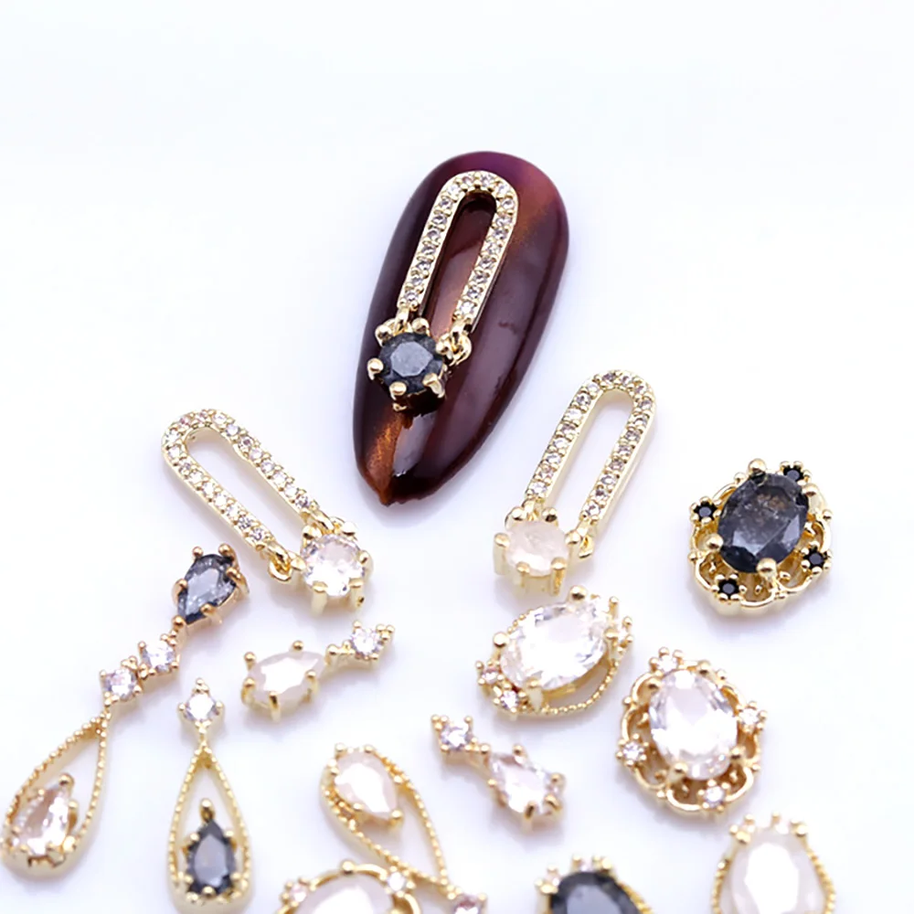 

Snowfloret Циркон: U-образные подвески для ногтей, геометрические комбинированные циркониевые кристаллы мигающее украшение, высококачественные украшения для ногтей оптом, ювелирные изделия из сплава