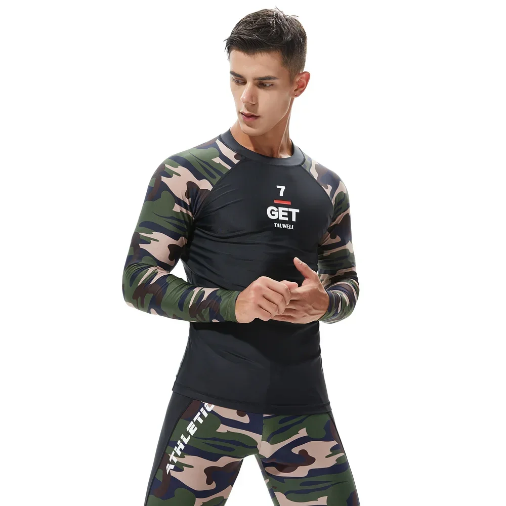 UPF 50+ Swim Sun Shirts Surf Diving Suit Men Compression Tight T-shirt Man Long Sleeve Fitness Training Shirt