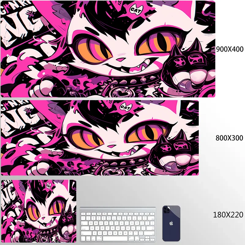 thumbnail image 1 of Xxl alfombrilla de ratón de Anime rosa para gato, alfombrilla para jugador, alfombrilla de escritorio para chica bonita, alfombrilla antideslizante para ratón de juegos, alfombrilla de goma para tecla, 1 of 5