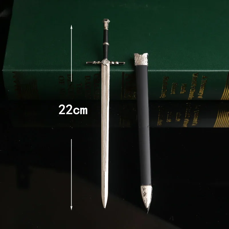 Wild Hunt Weapon Geralt Aerondight Steel Sword 22cm Game Peripheral Medieval Metal Ornament Weapon Model Gifts Toys for Boys 5