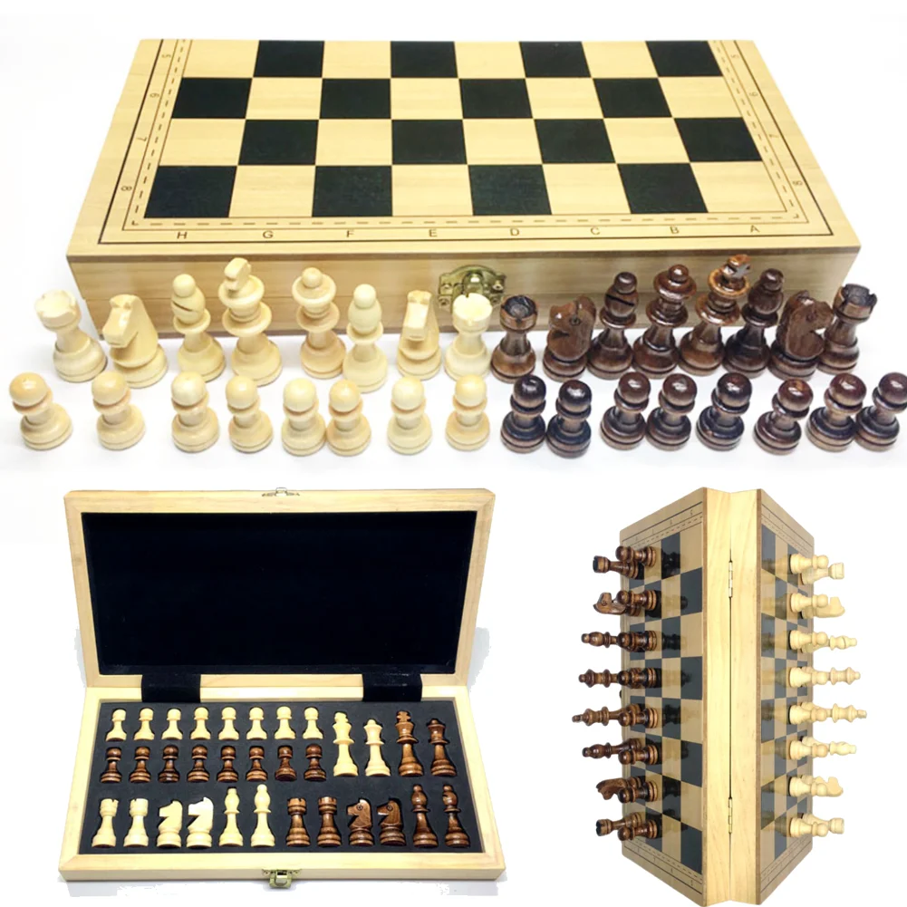 Chess Sets Board Games Wooden Foldable Magnetic International for Kids Adults