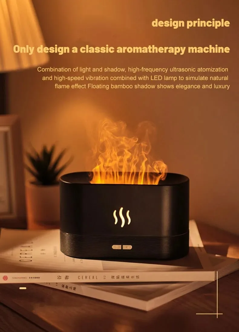 Description Picture 5 of itemPerfume Humidifier Ultrasonic Air Humidifier With LED Lighting Simulation Colorful Flame Fragrance Essential Oil Flame Lamp